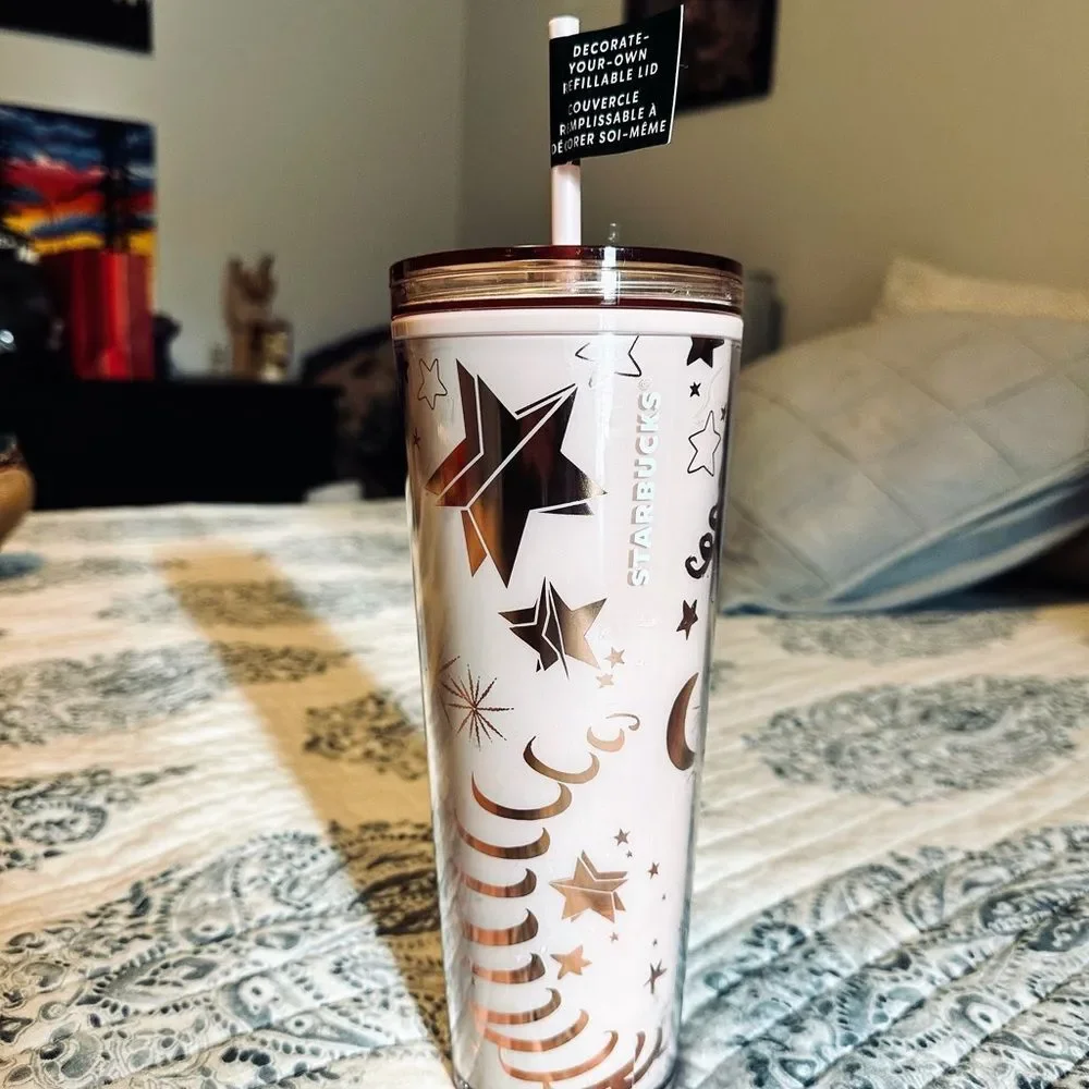 Starbucks Holiday 2023 Pink Moon‎ and Stars tumbler Venti